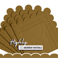 Gold Scallop Beverage Napkins - 50 Ct.