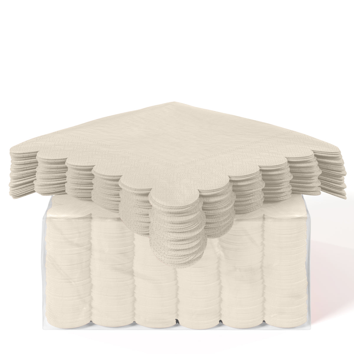 Ivory Scallop Beverage Napkins - 50 Ct.