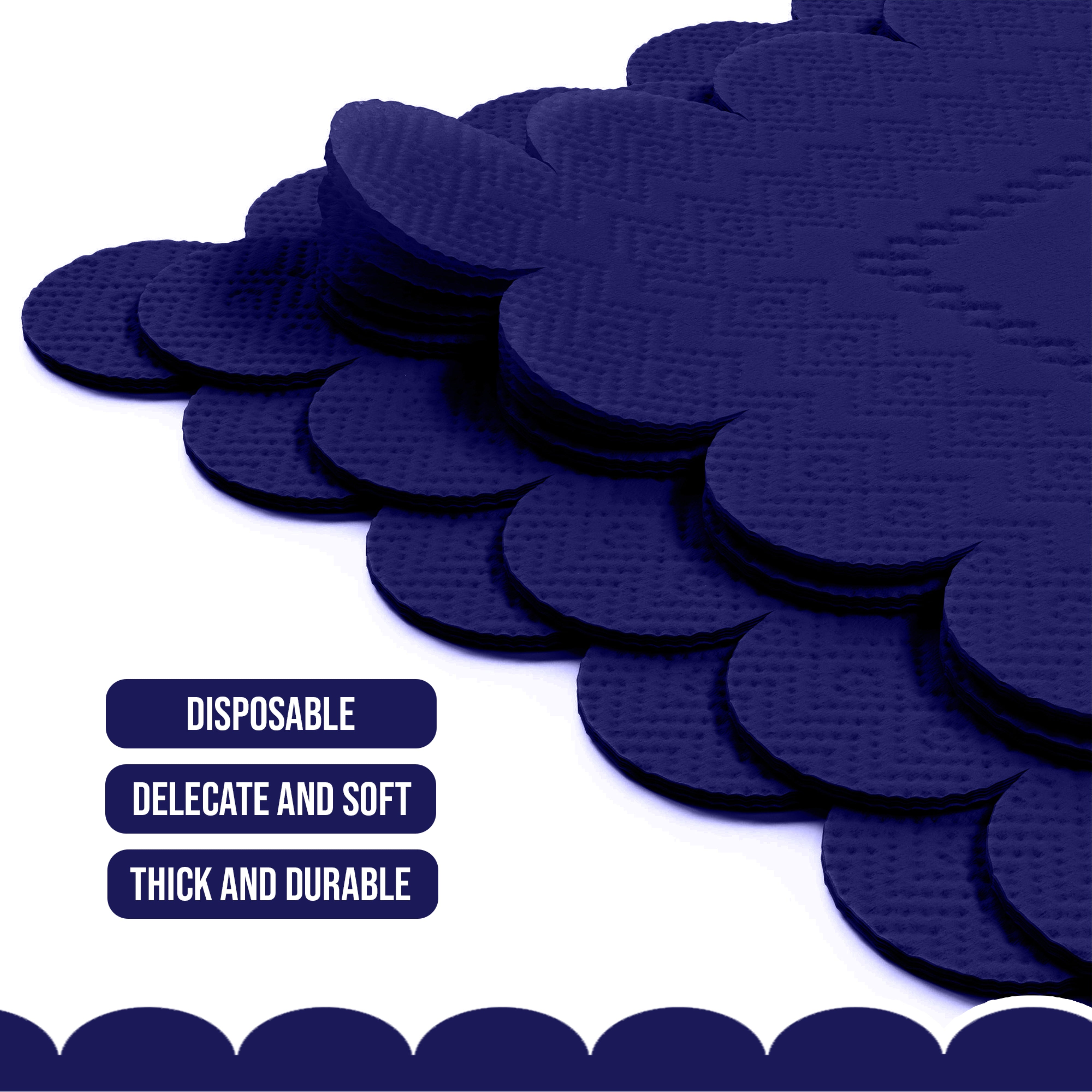 Navy Scallop Beverage Napkins - 50 Ct.