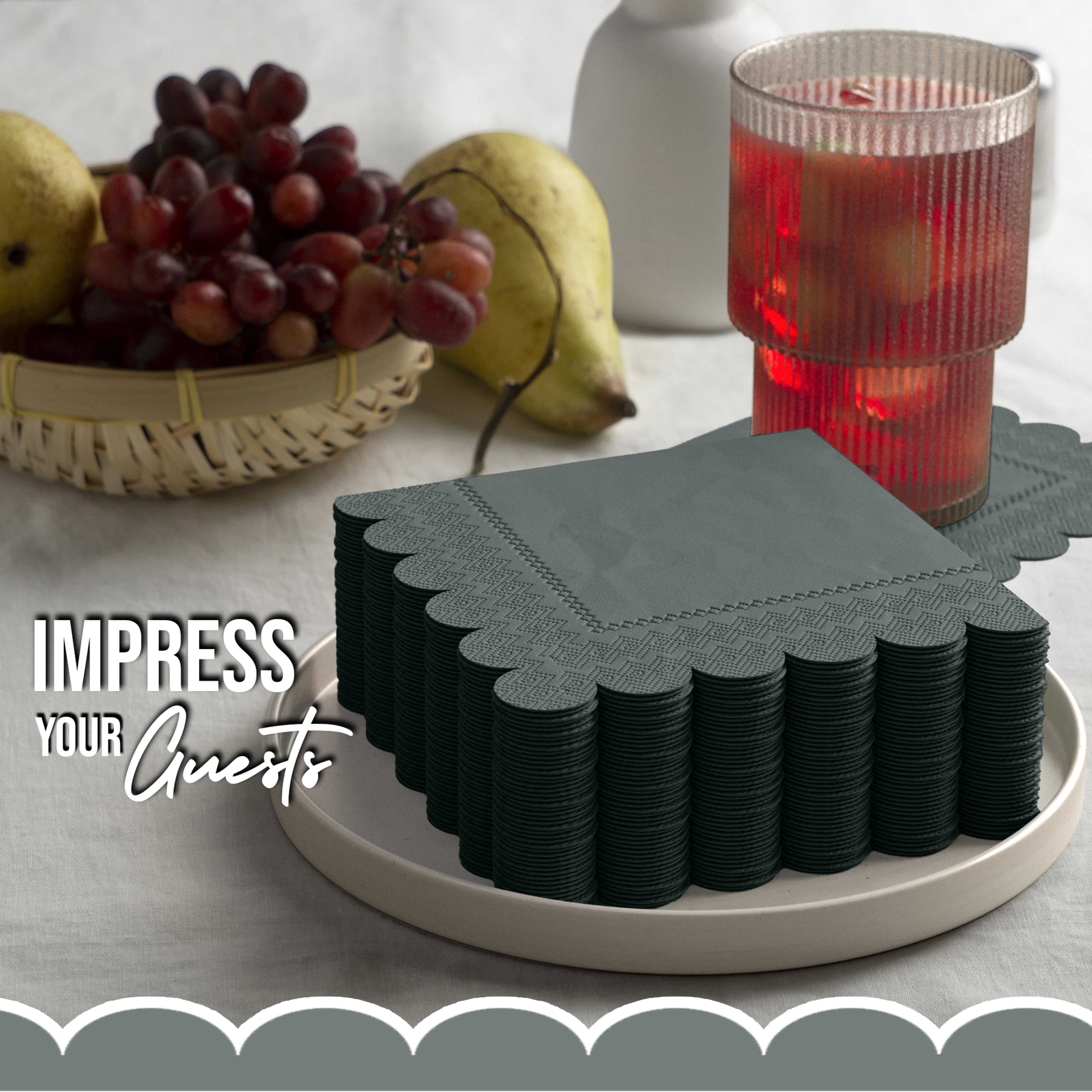 Silver Scallop Beverage Napkins - 50 Ct.