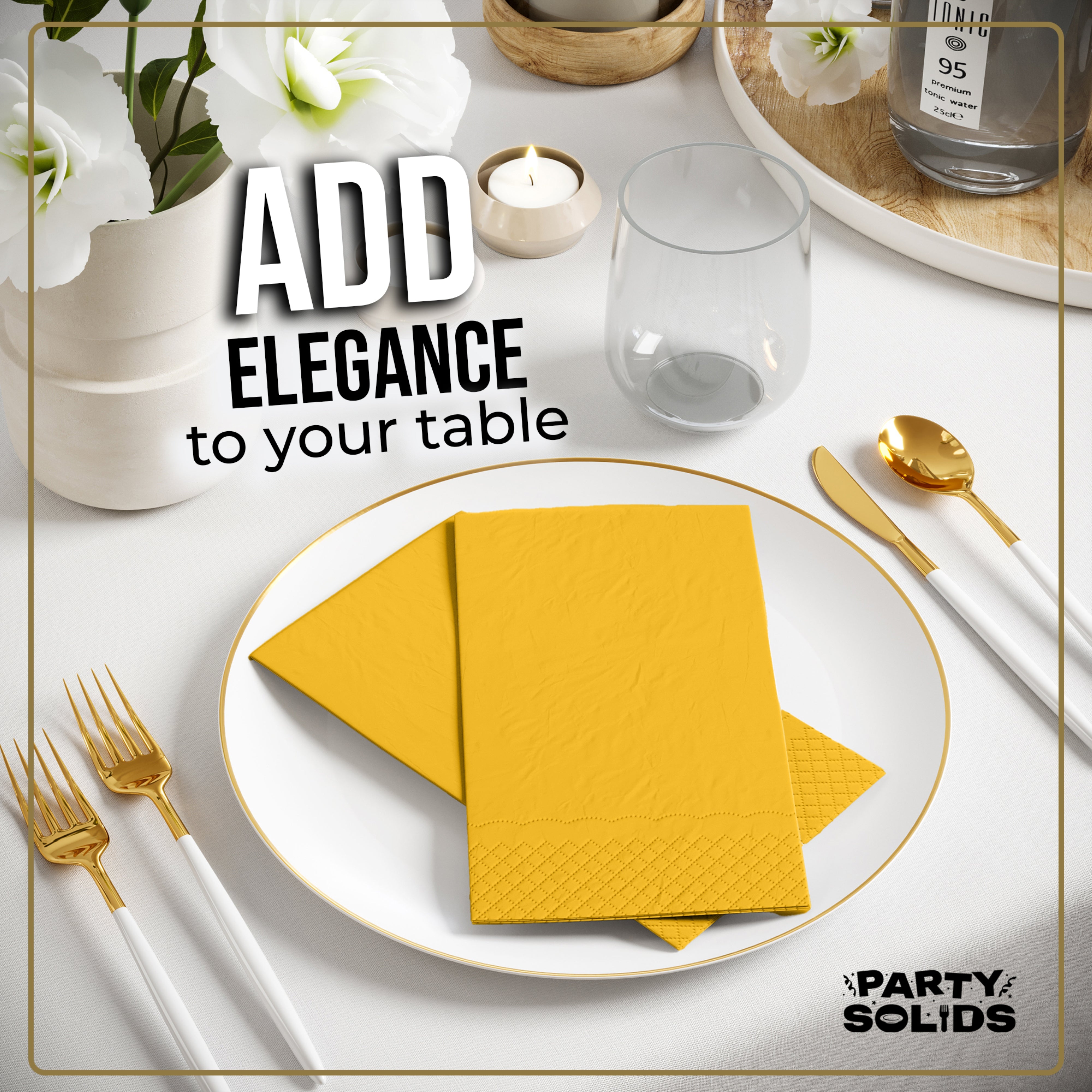 Yellow Guest Towel Napkins - 40 Ct.