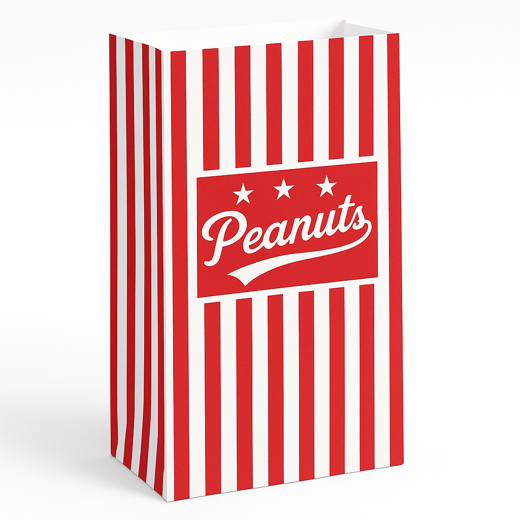 Red & White Striped Peanuts Treat Bags - 12 Pack