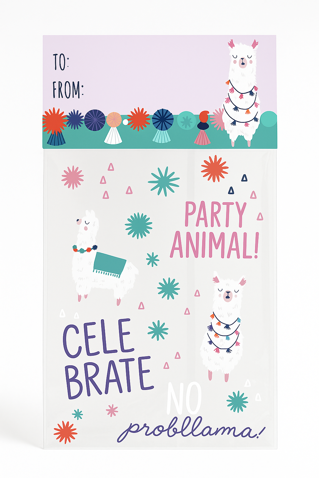 Llama Fun Party Treat Bags with Twist Ties, 20-Count