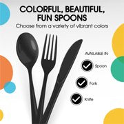 PMA - Black Cutlery Combo Set | 50 Forks, 50 Spoons, and 50 Knives