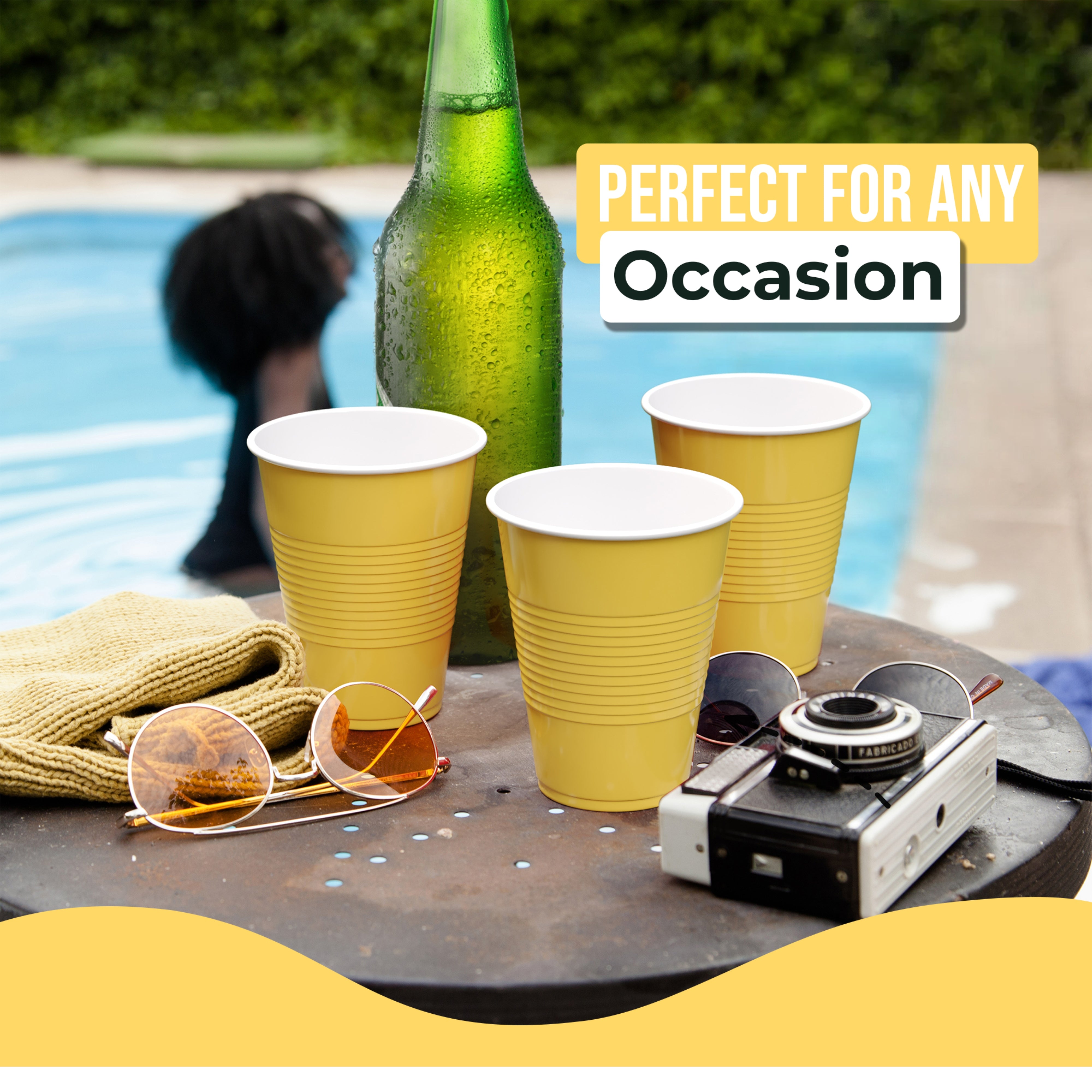 PMA - 18 Oz. Yellow Plastic Cups - 50 Ct.