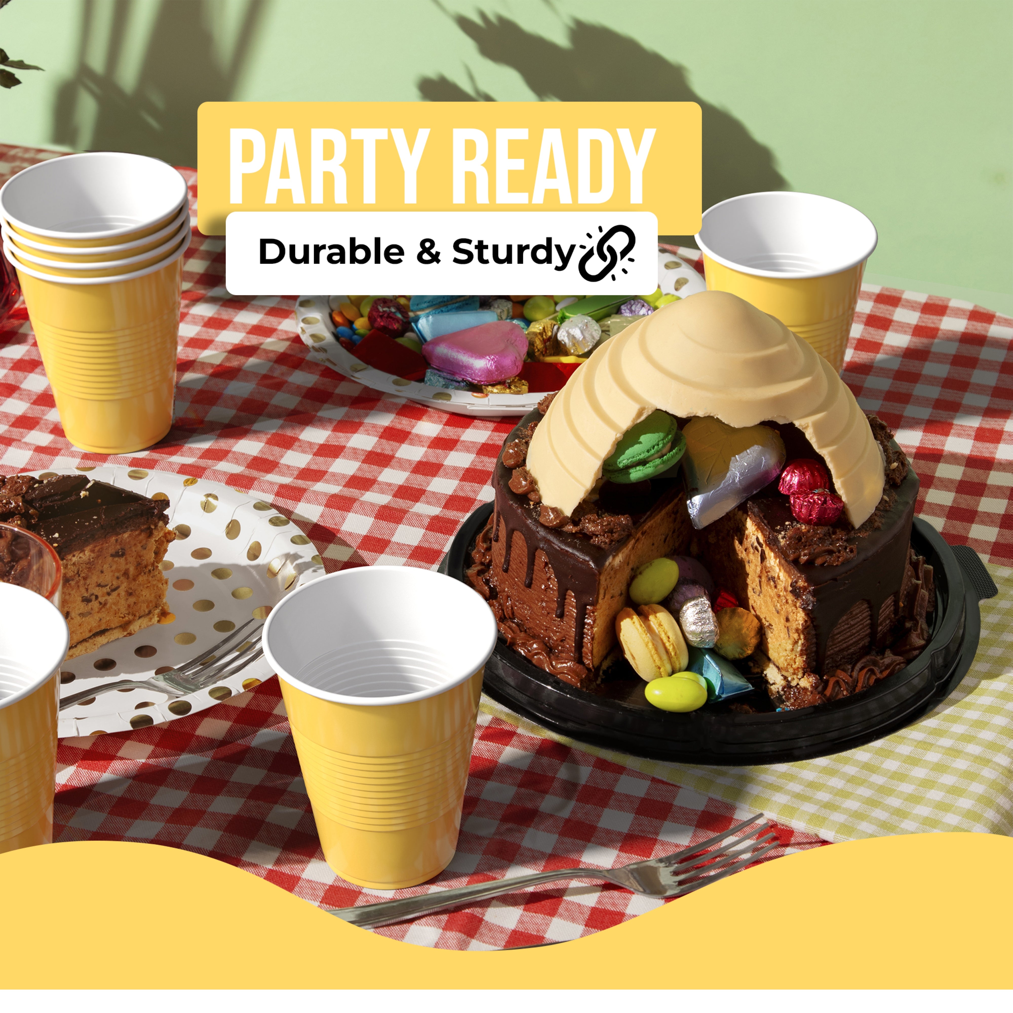 PMA - 18 Oz. Yellow Plastic Cups - 50 Ct.