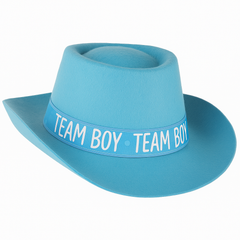 "Team Boy" Gender Reveal Felt Hat - Blue Baby Shower Wearable