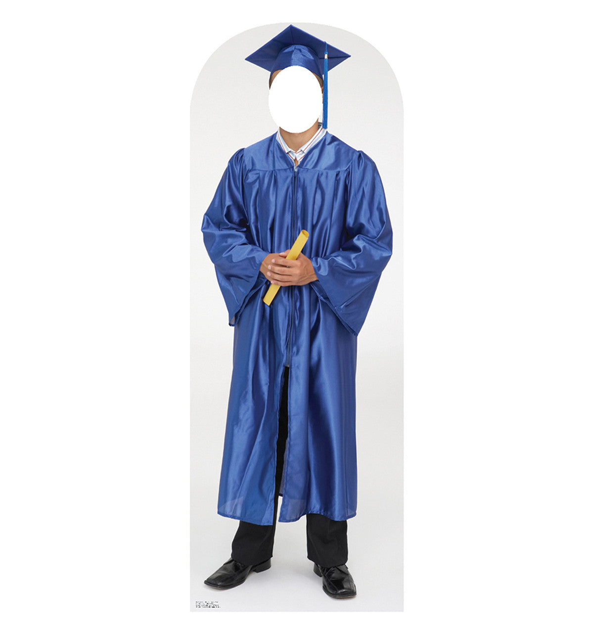 Male Graduate Blue Cap & Gown Standin