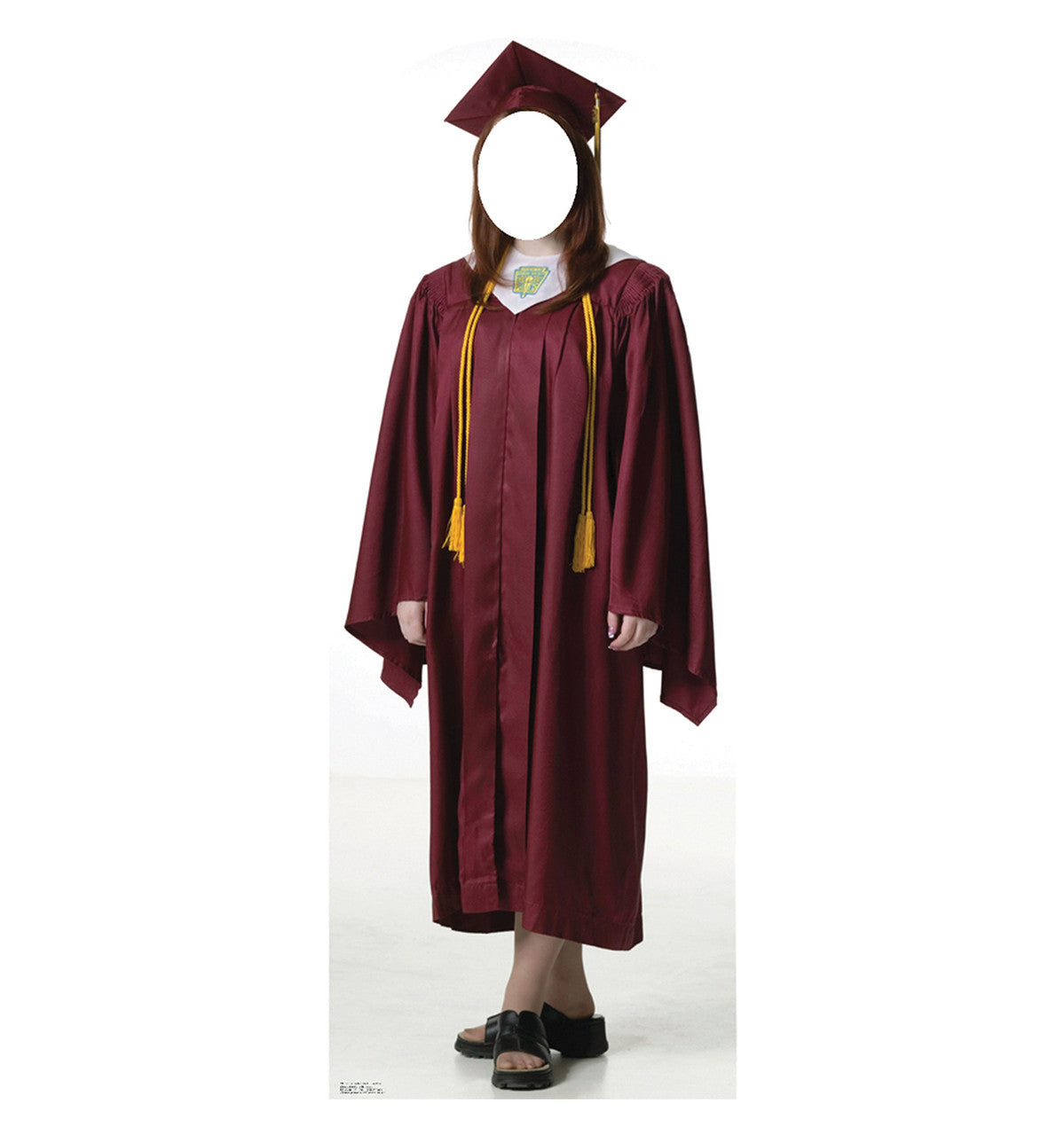 Female Graduate Red Cap & Gown Standin
