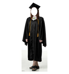 Female Graduate Black Cap & Gown Standin