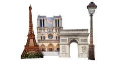 Paris Landmark Party Set 2 (1847 Paris Street Lamp, 150 Eiffel Tower, 1849 Paris ArcdeTriomphe and 2684 Notre Dame)