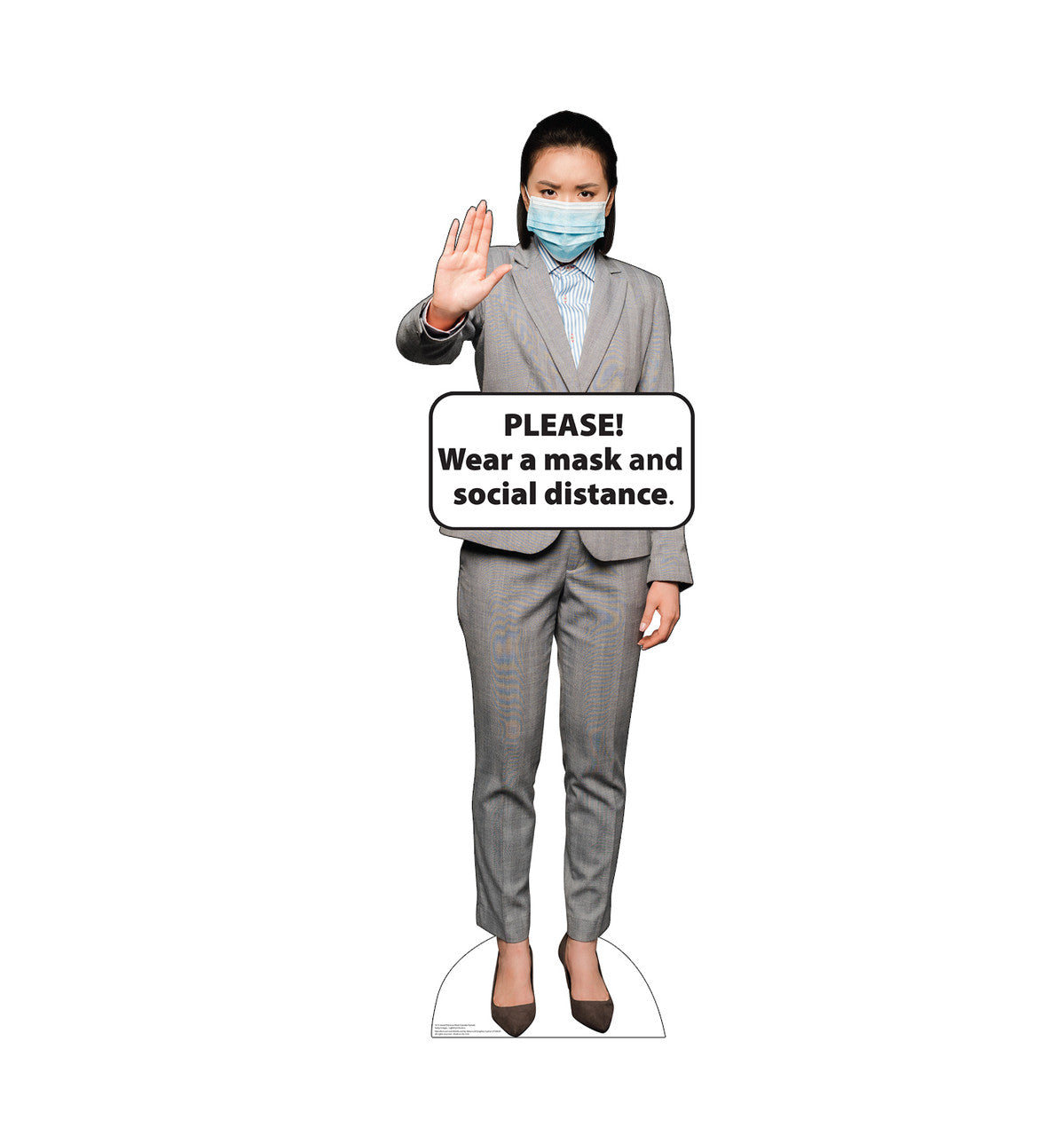 Social Distance Mask Standee Female