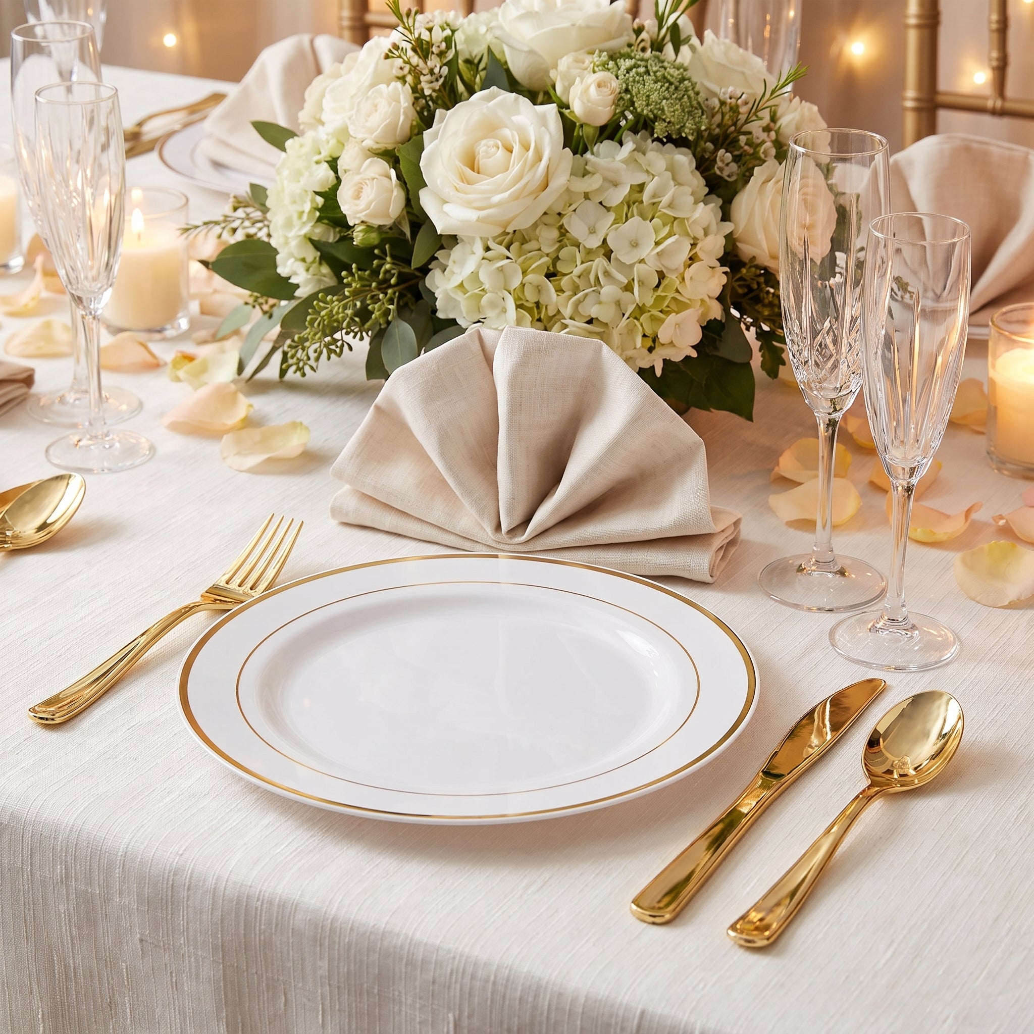 Premium Gold Plastic Cutlery Set - 32 Count