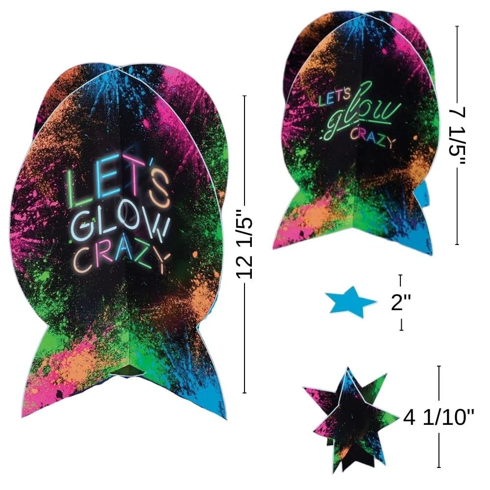 PMA - ""Let's Glow Crazy"" Birthday Table Centerpiece Kit