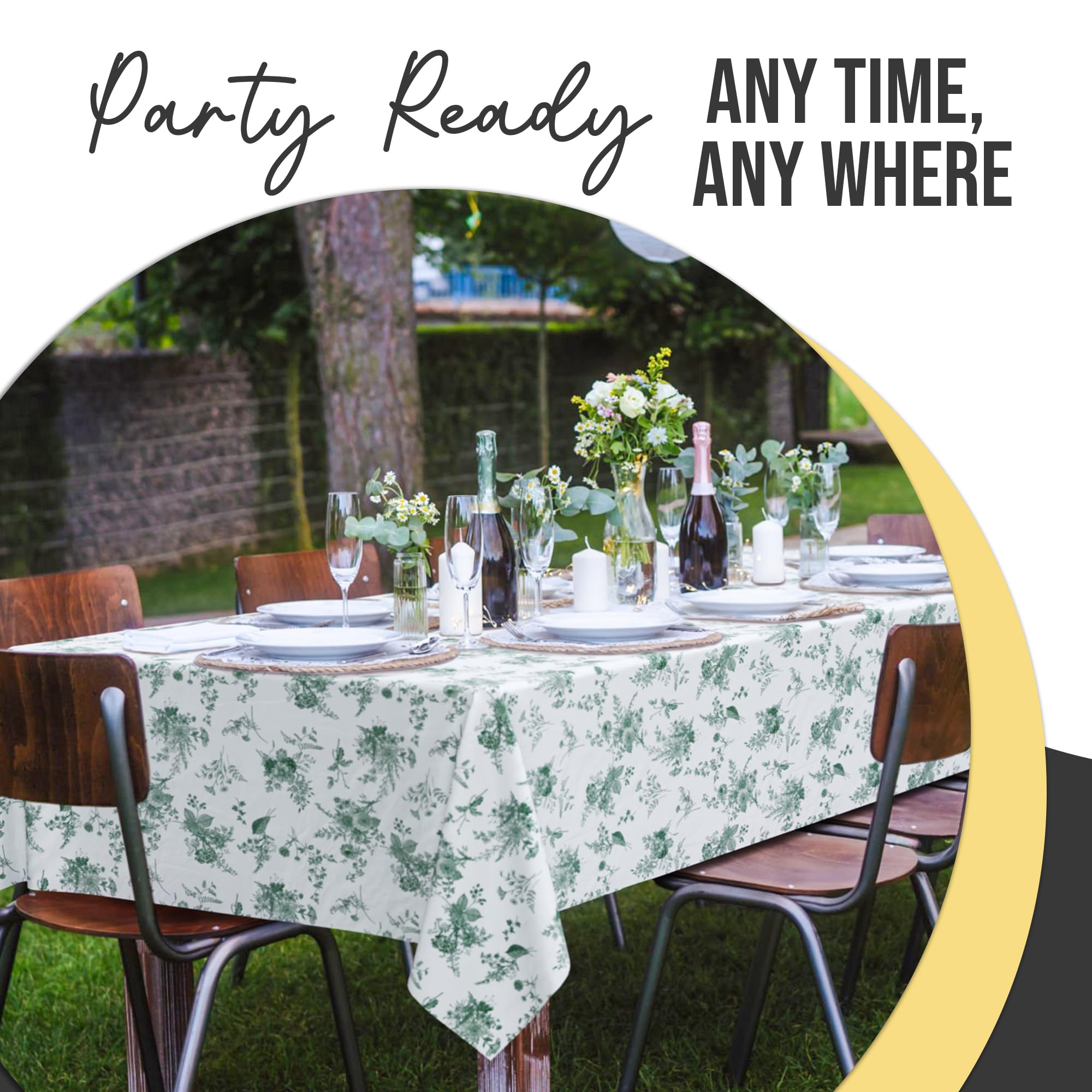 12 Pack Verdure Green Floral 66% Thicker Premium Table Cover | 54 in. x 108 in.