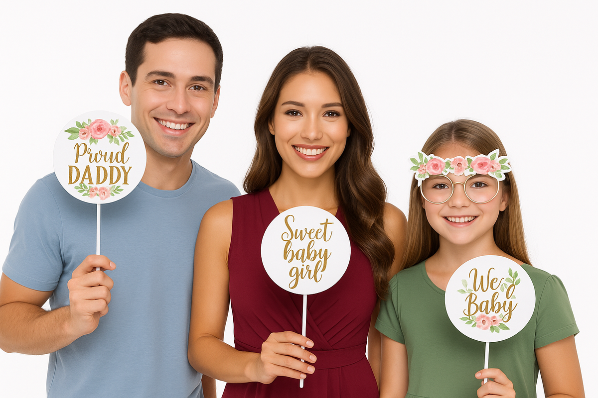 Floral Baby Shower Photo Booth Props - 13 Pack