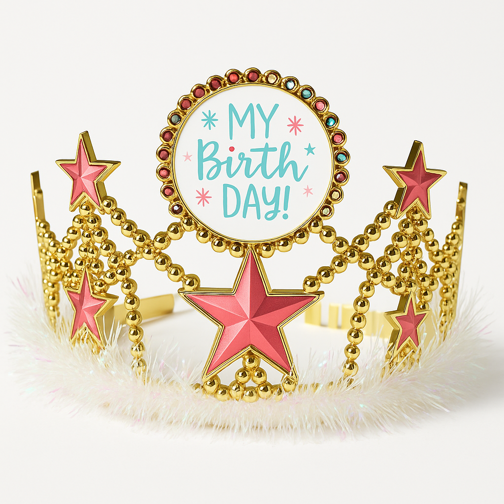 Happy Cake Day Light-Up Birthday Tiara with Tinsel Trim