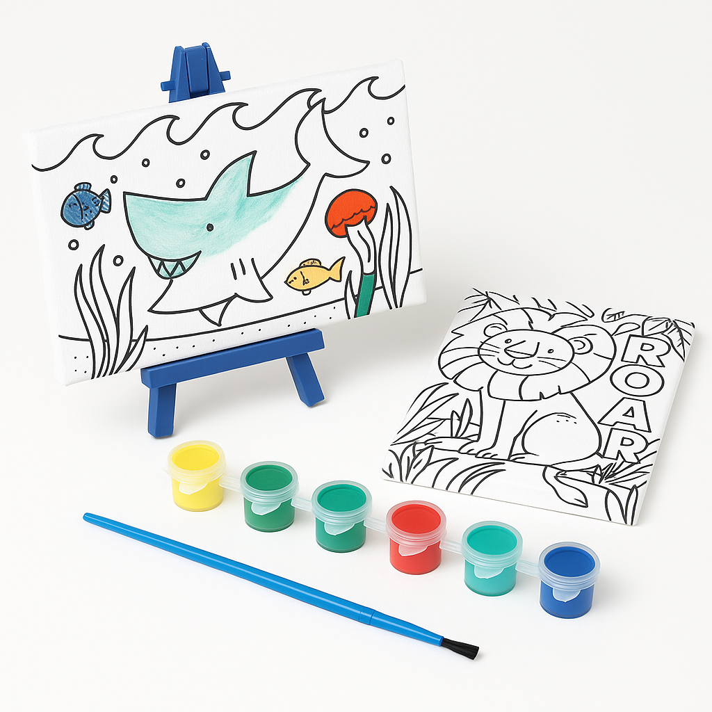 Safari & Sea Animal Canvas Paint Kit with Easel