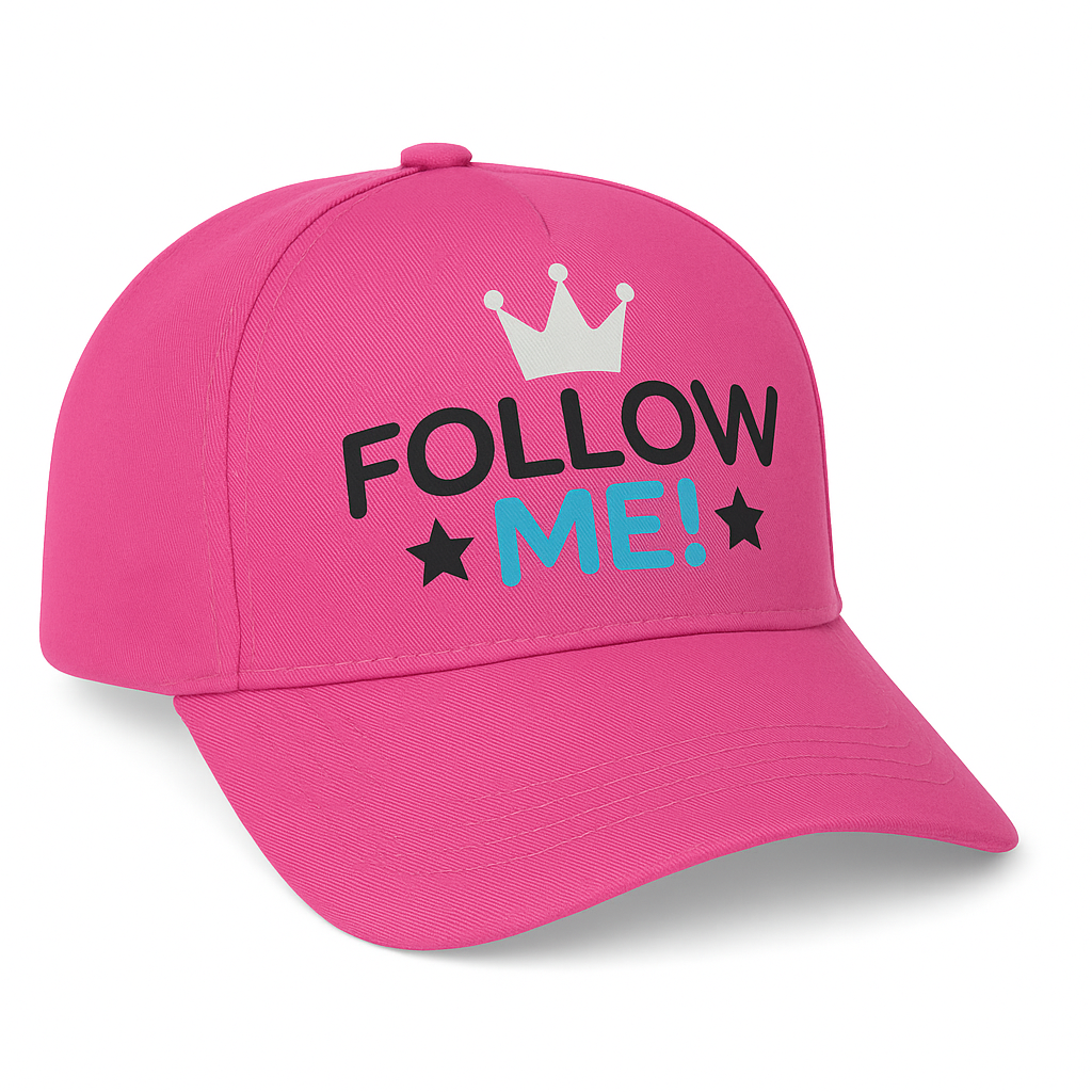 Internet Famous "Follow Me!" Pink Baseball Hat for Kids