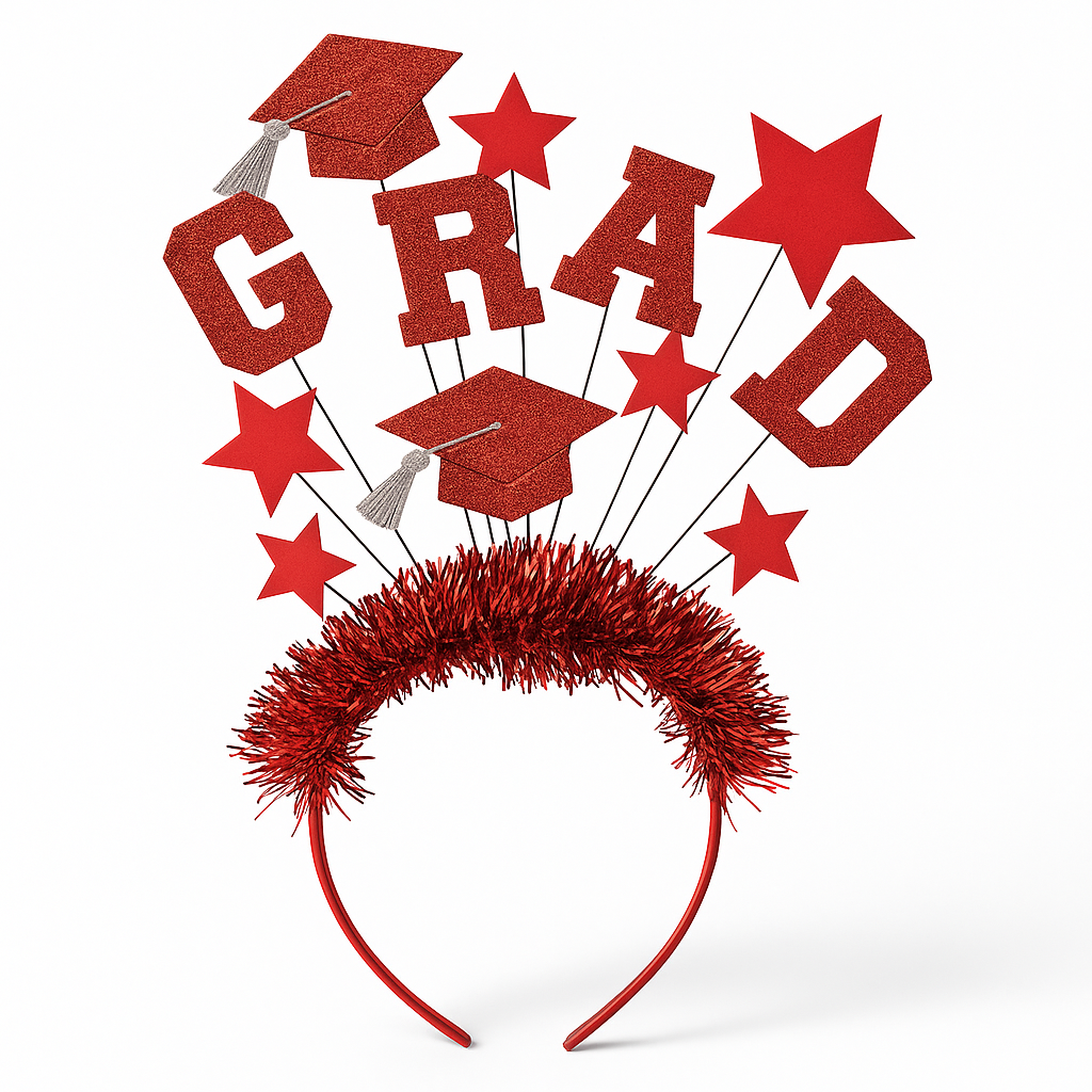 Sparkling Red Graduation Headband with Stars