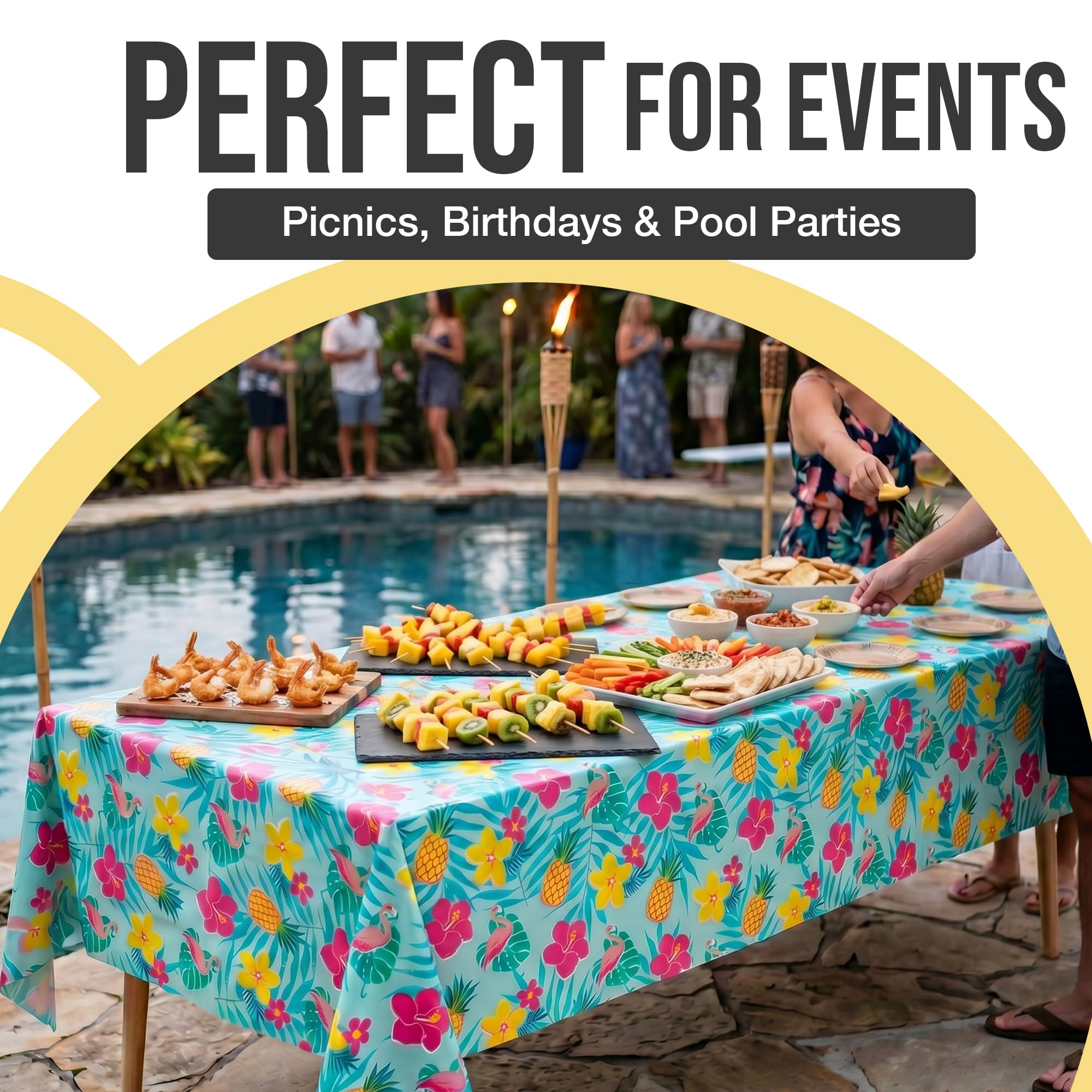 12 Pack Summer Luau Table Cover | 54 in. x 108 in.