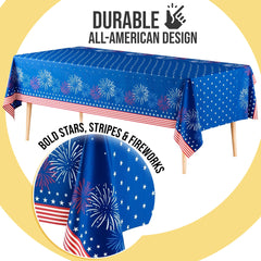 12 Pack Patriotic Starburst Table Cover | 54 in. x 108 in.
