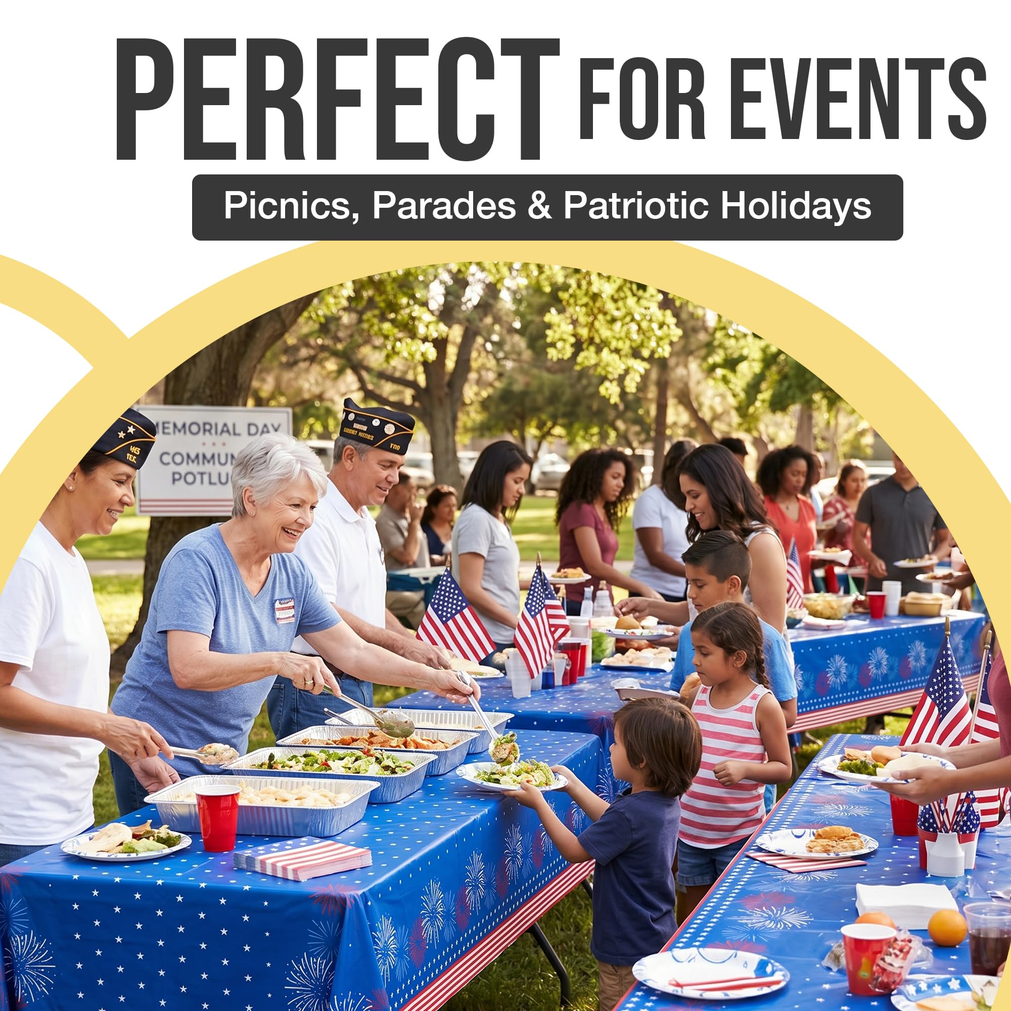 12 Pack Patriotic Starburst Table Cover | 54 in. x 108 in.