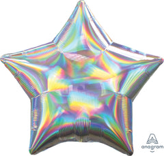 Iridescent Silver Star Foil Balloon | 18"