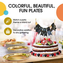 9 In. Reflective Gold Paper Plates | Case of 1000