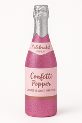 "Team Bride" Pink Glitter Champagne Bottle Confetti Popper