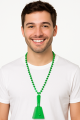 Festive Green Clacker Necklace - Wearable Noisemaker & Party Accessory