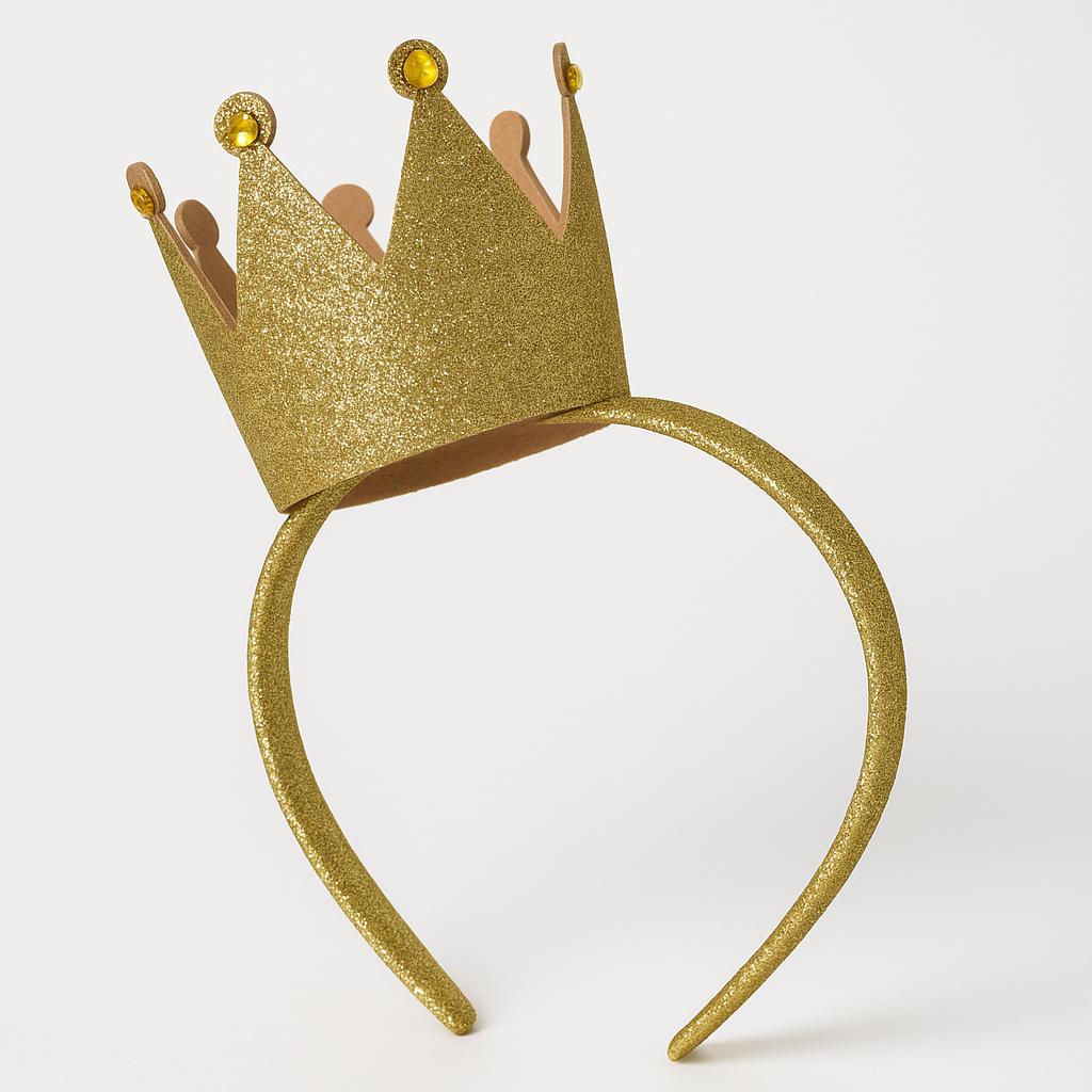 Sparkling Gold Glitter Crown Headband for Kids
