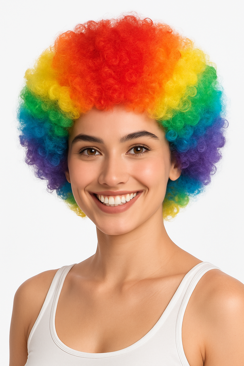 Vibrant Rainbow Curly Wig - Team Spirit Costume Accessory