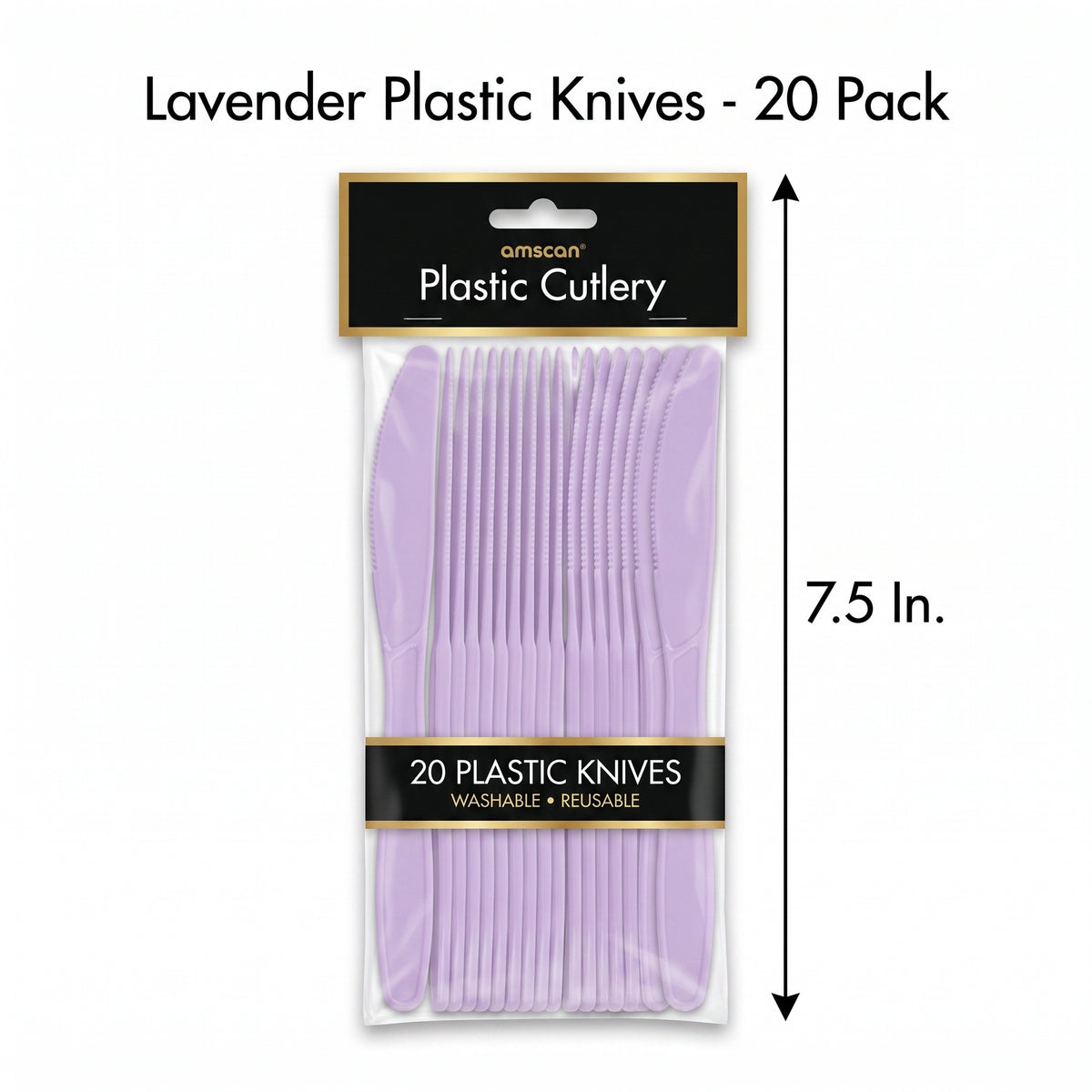 Lavender Plastic Knives - 7.5 In. | 20 Count