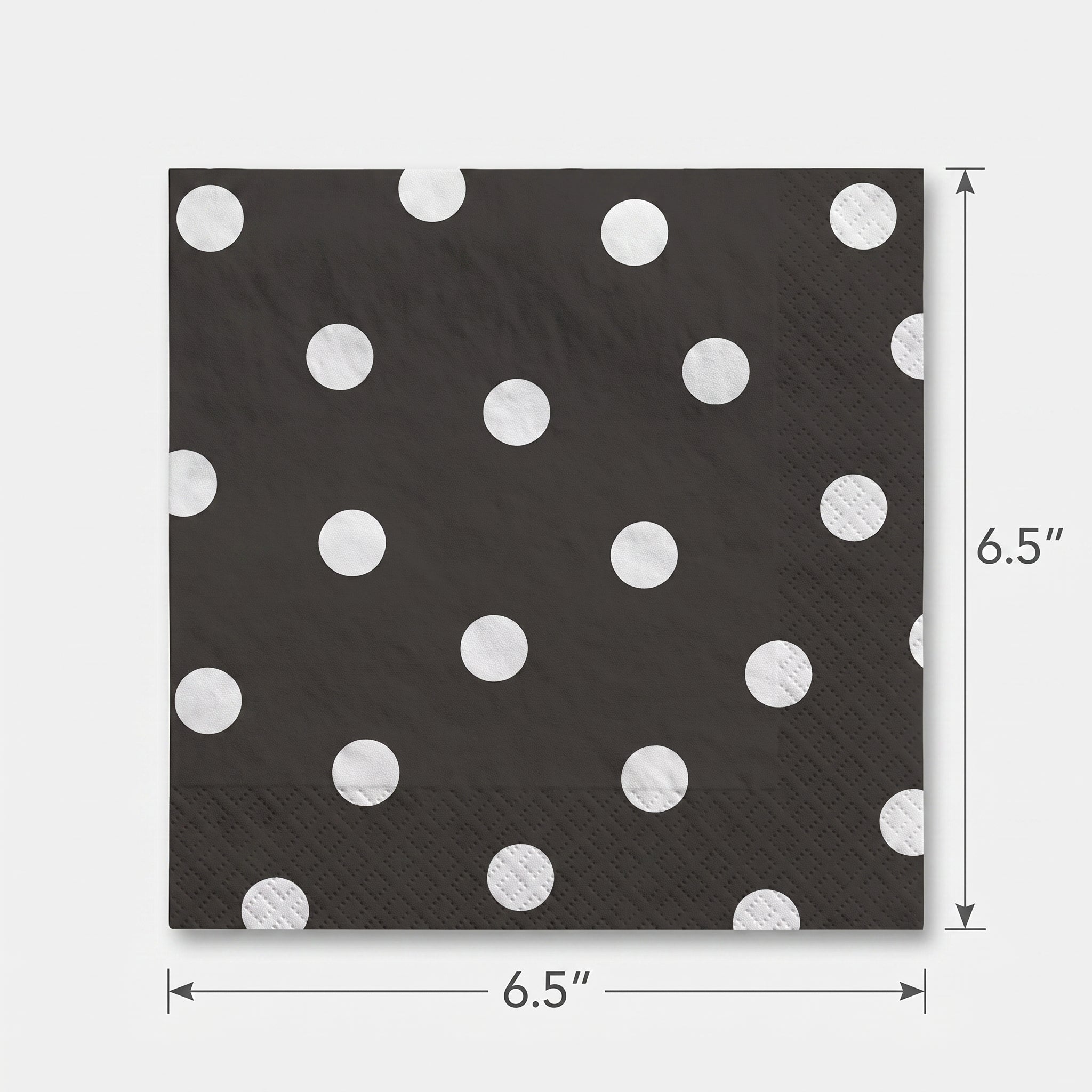 Jet Black Polka Dot Luncheon Napkins - 6.5 In. X 6.5 In.