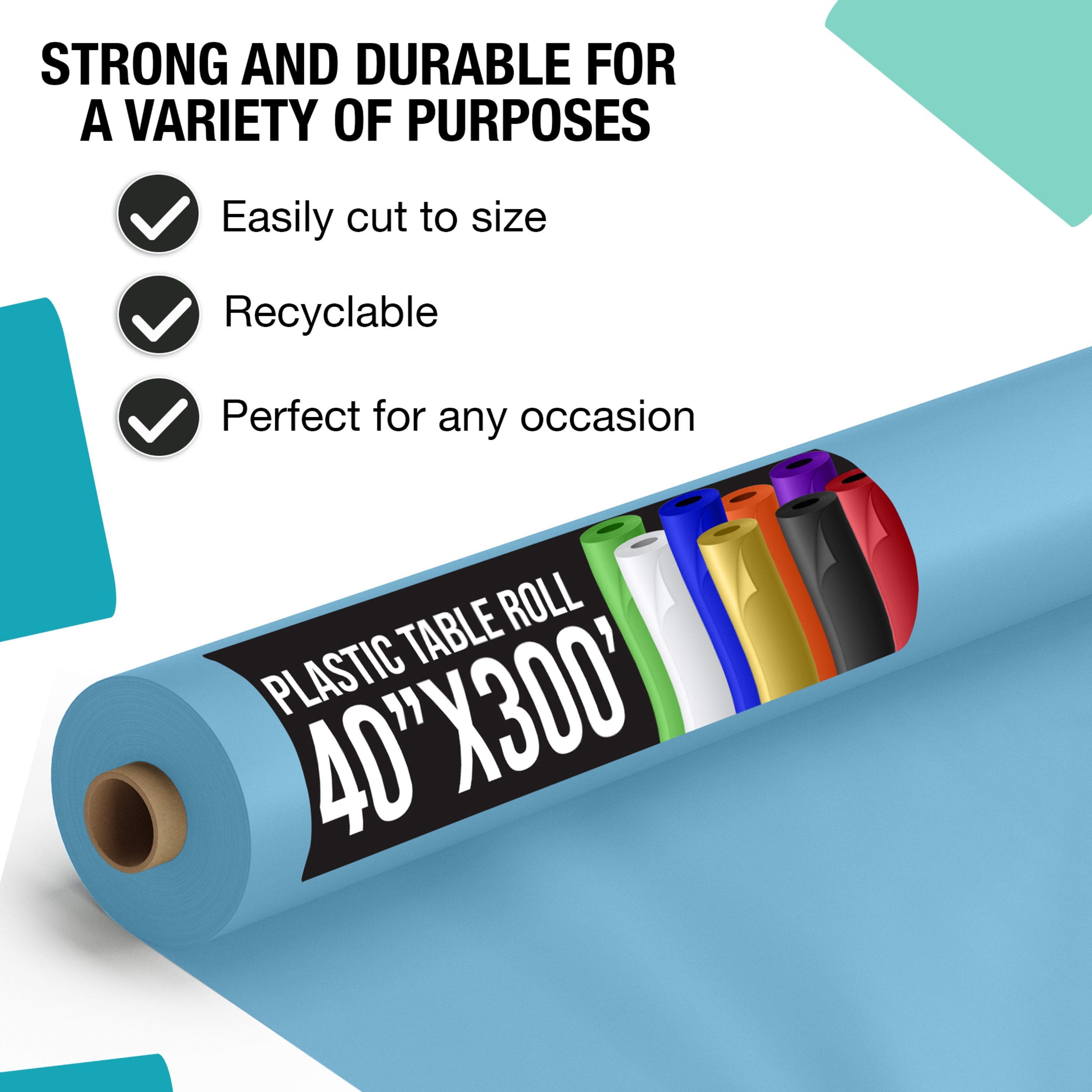 Unleashed - 40 In. x 300 Ft. Premium Sky Blue Table Roll