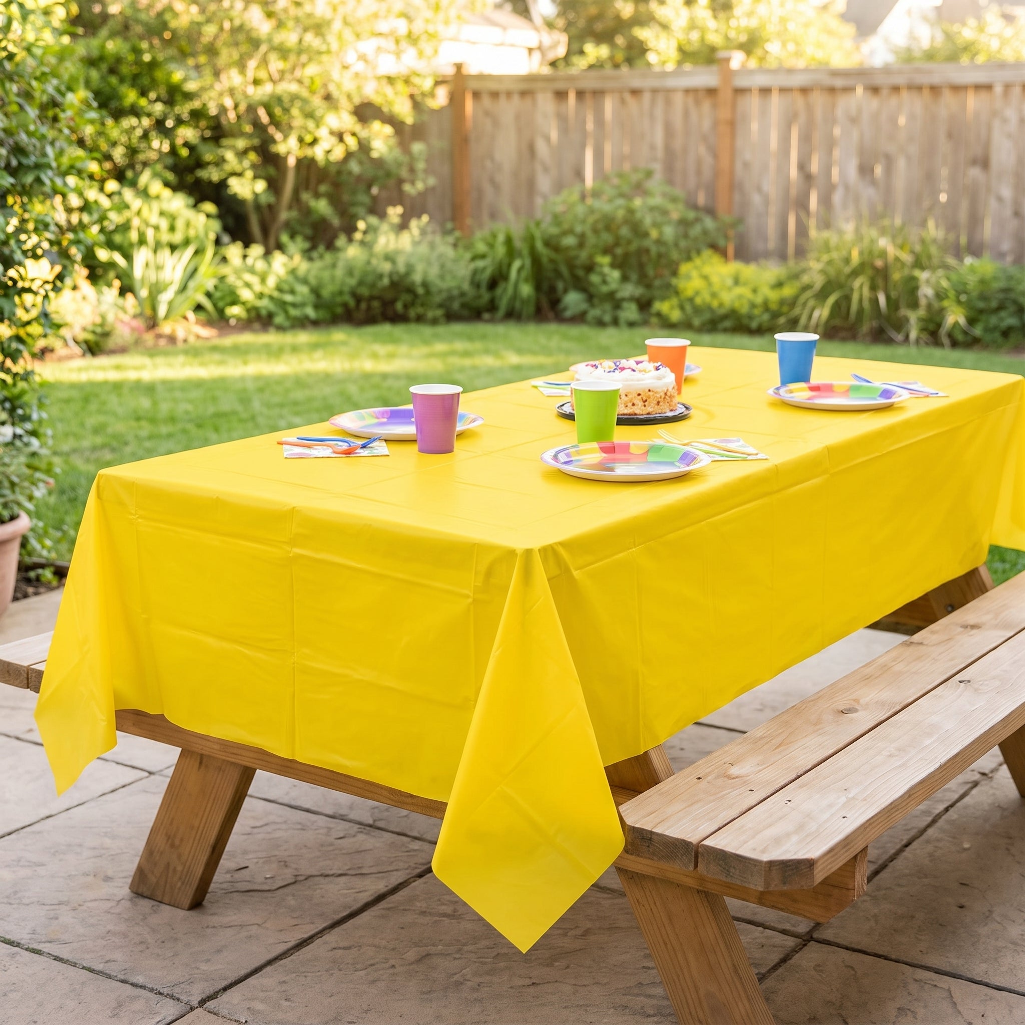 Yellow Rectangular Plastic Table Cover - 54x108 inches