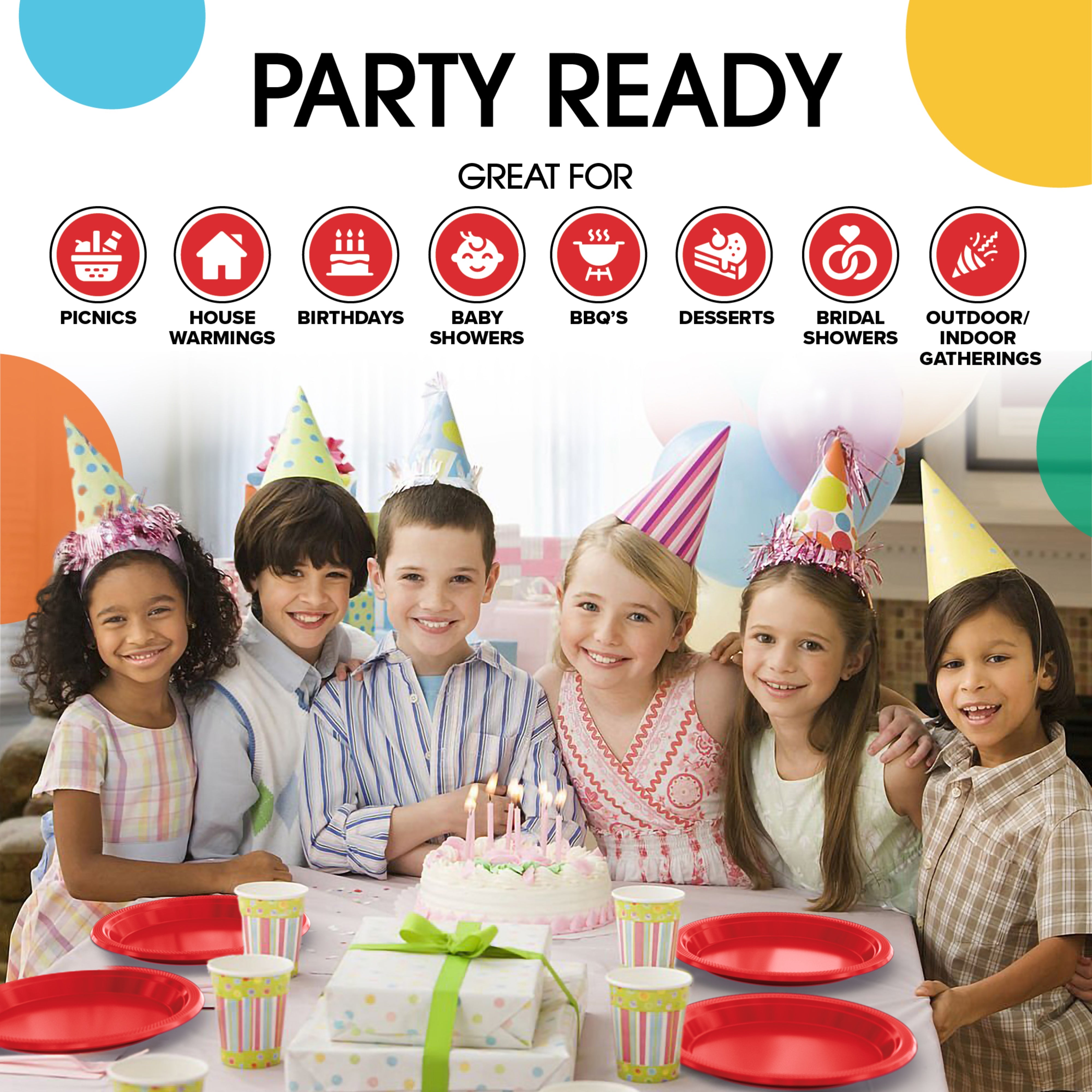 7 In. Red Plastic Plates | 100 Count