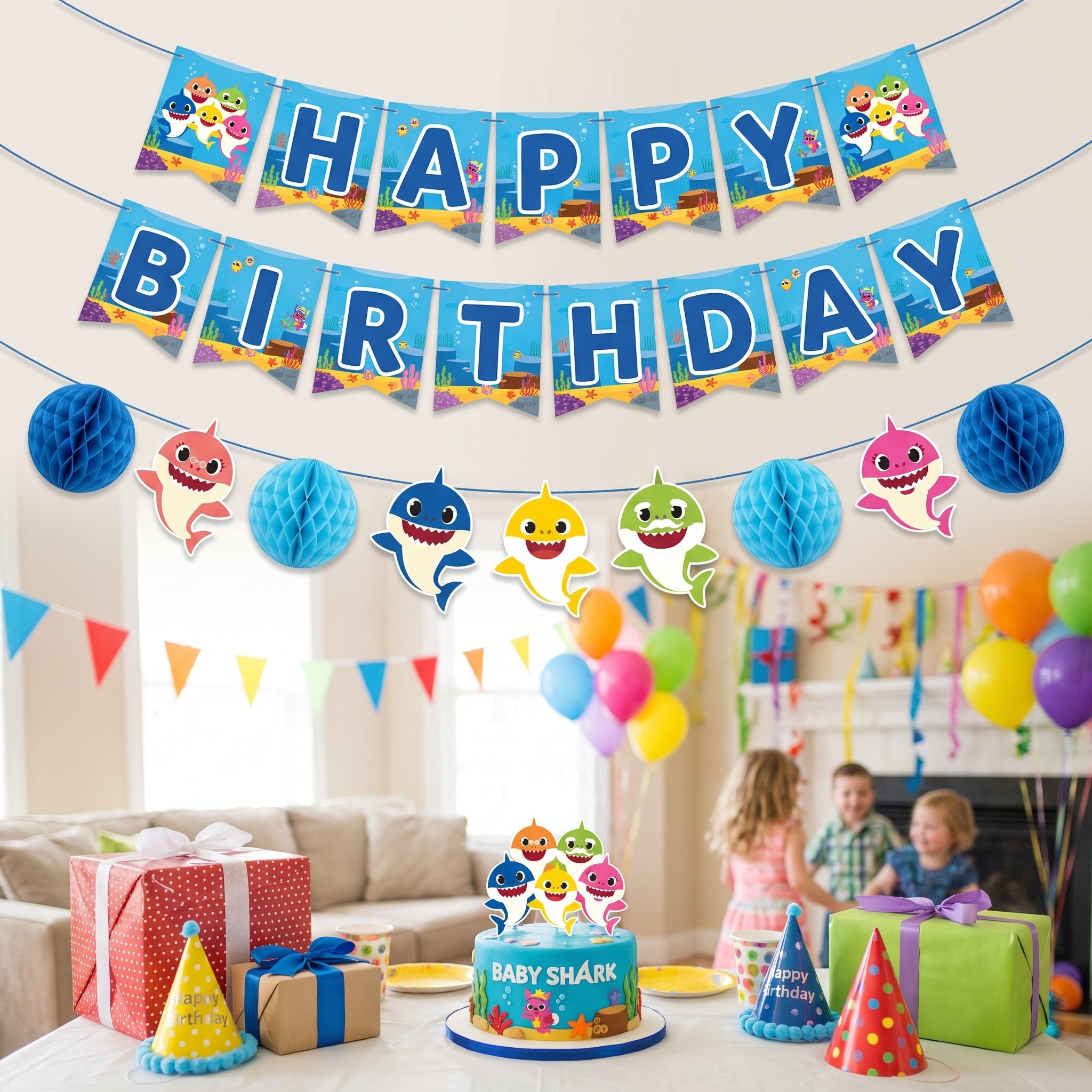 Baby Shark "Happy Birthday" Banner Kit - 10.5 ft, 2-Pack