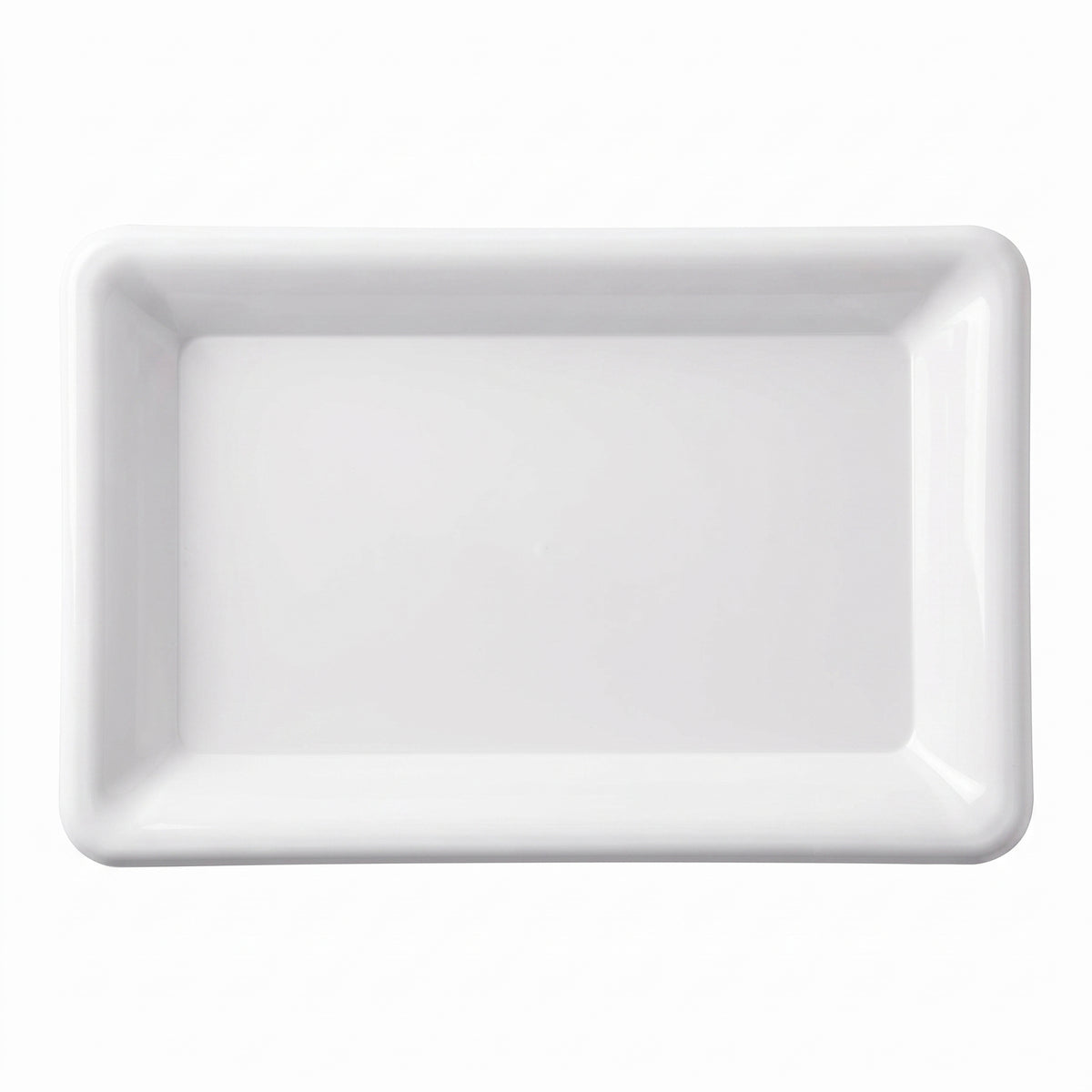 Elegant White Rectangular Plastic Serving Tray - 9" x 14.25"