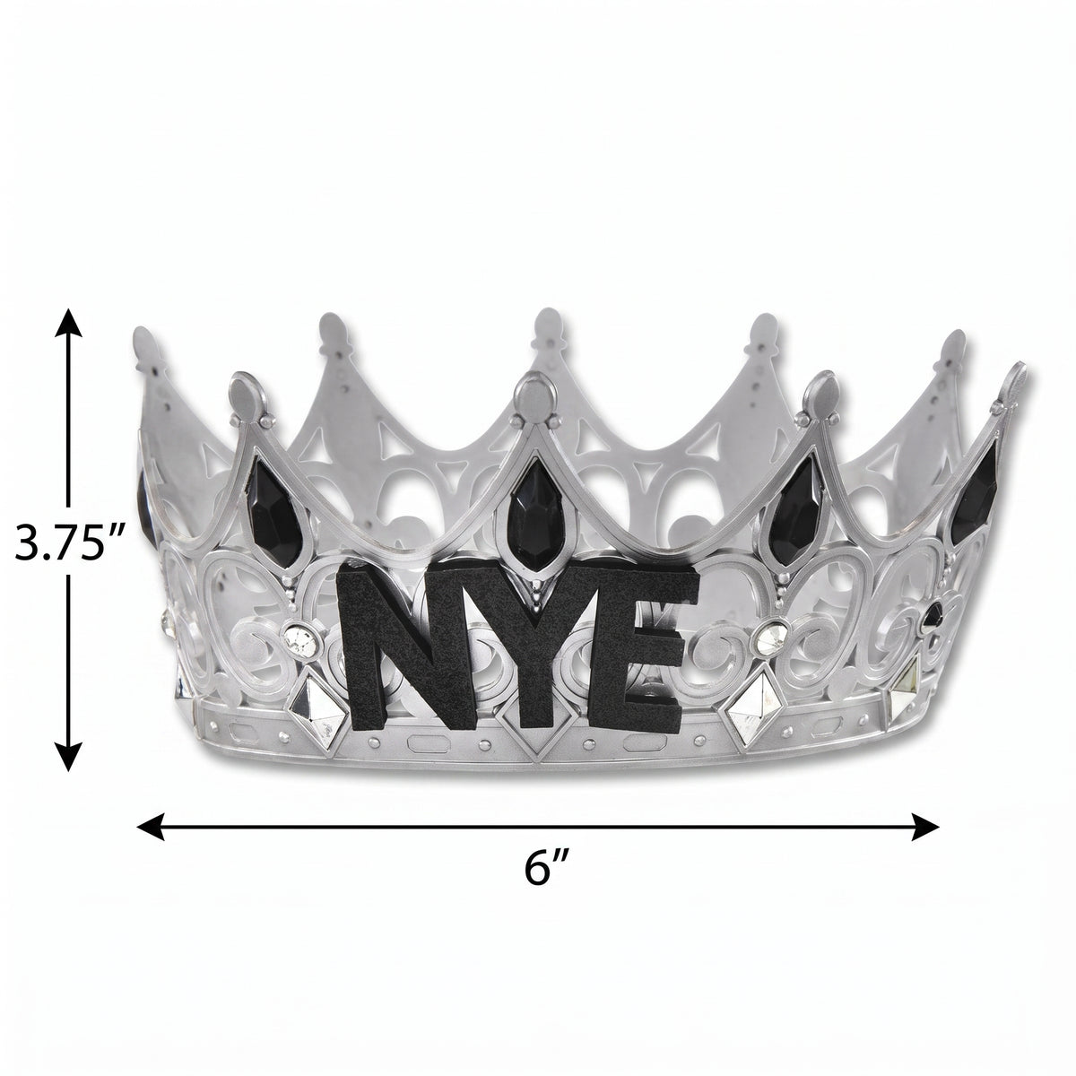 Silver "NYE" Royal Jeweled Crown Tiara for New Year's Eve