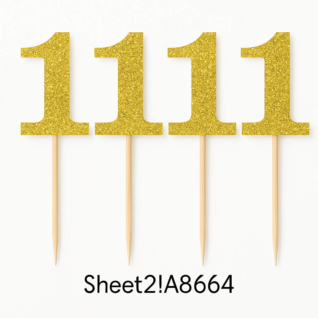 Glitter Gold Number 1 Picks - 7.5-Inch, 4-Pack