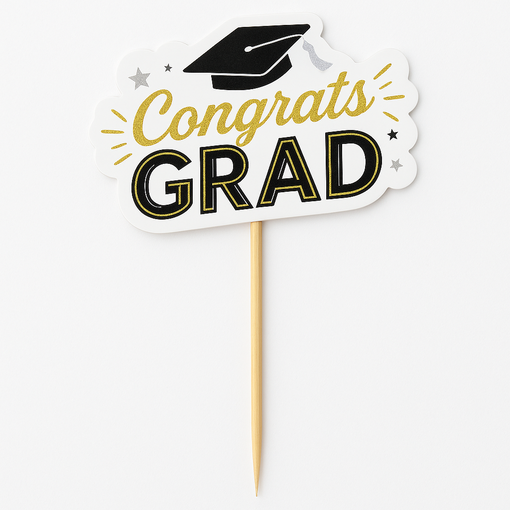 "Congrats Grad" Graduation Cake Topper Pick
