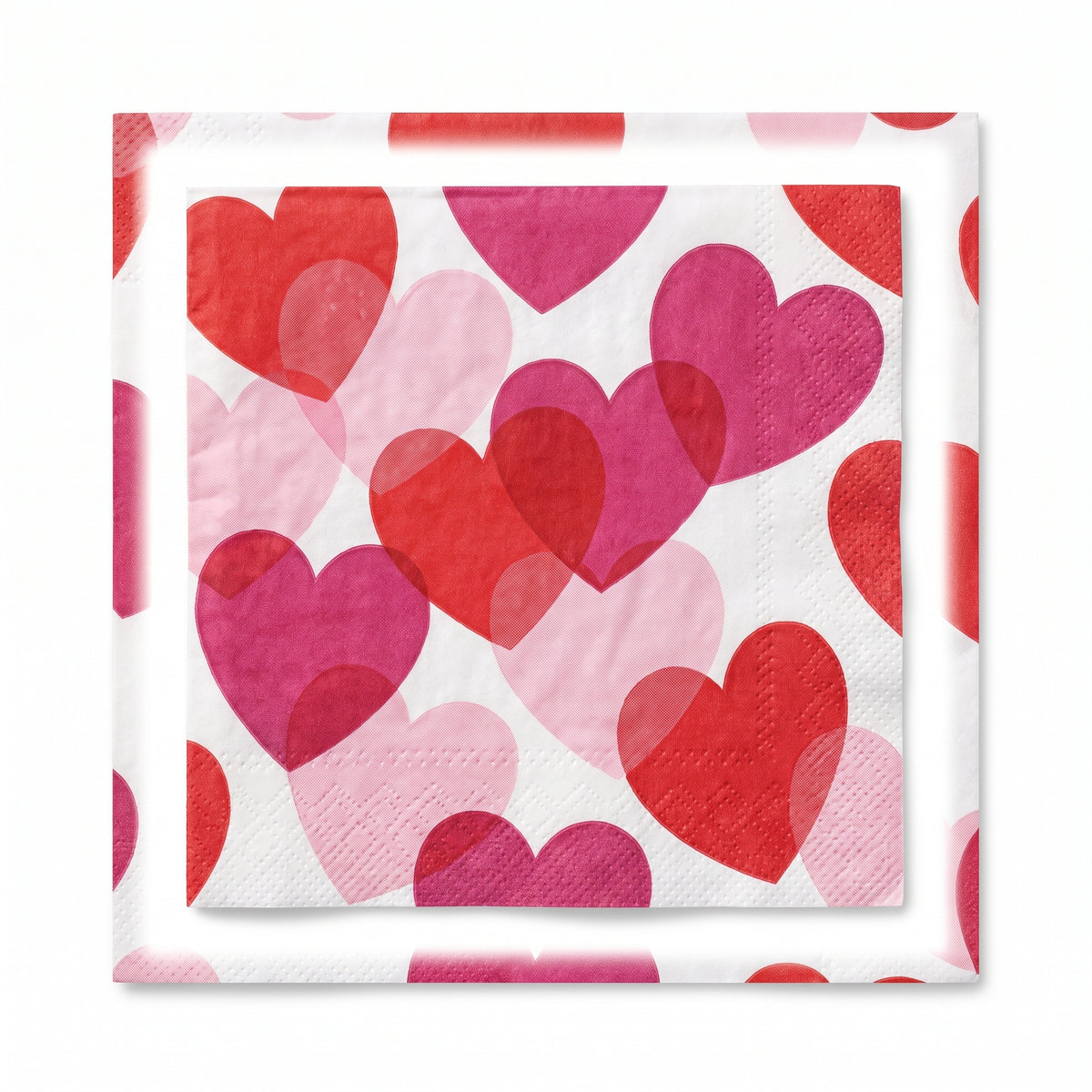Valentine's Day Heart Party Beverage Napkins - 40 Pack - 5 In. X 5 In.