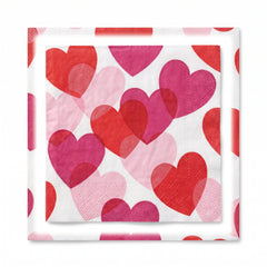 Valentine's Day Heart Party Beverage Napkins - 40 Pack - 5 In. X 5 In.