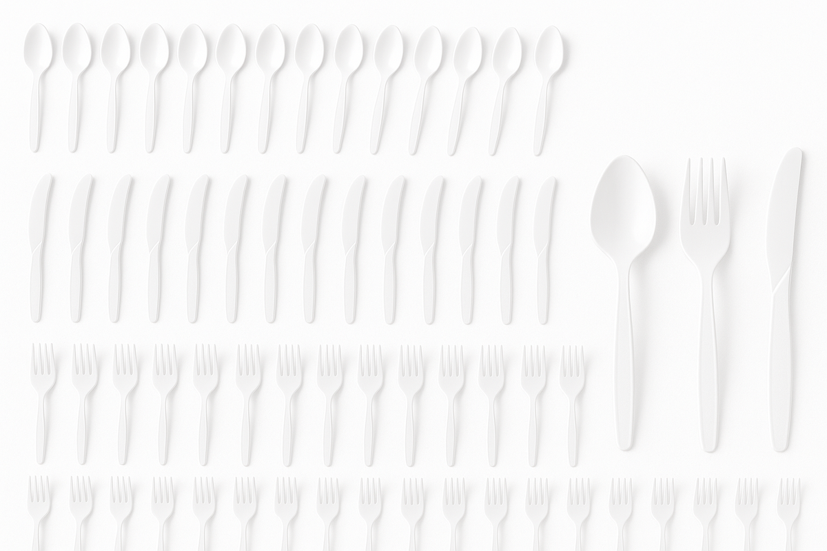 White Plastic Cutlery Set - 64 Count