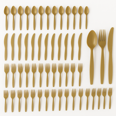 Gold Plastic Cutlery Set - 64 Piece Assortment - 7.5 in.