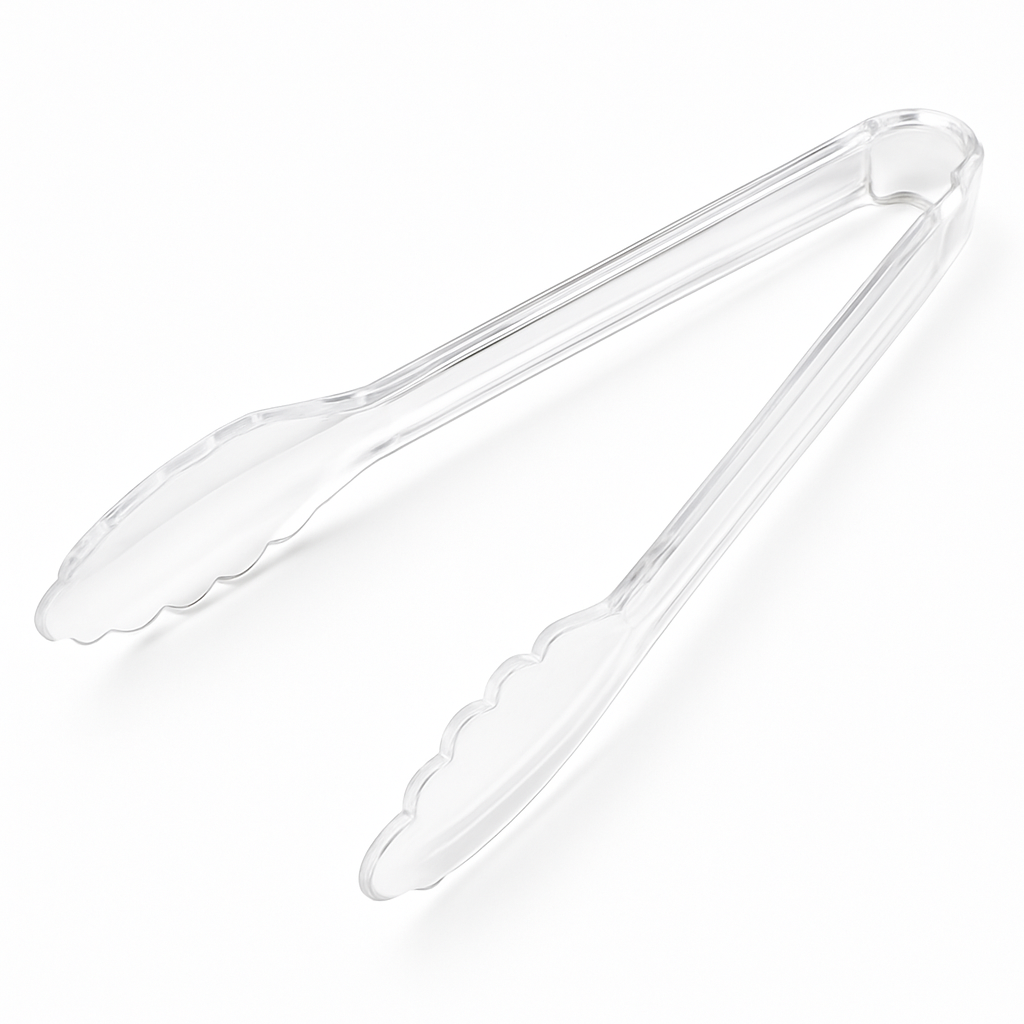 Clear 12" Heavyweight Plastic Serving Tongs