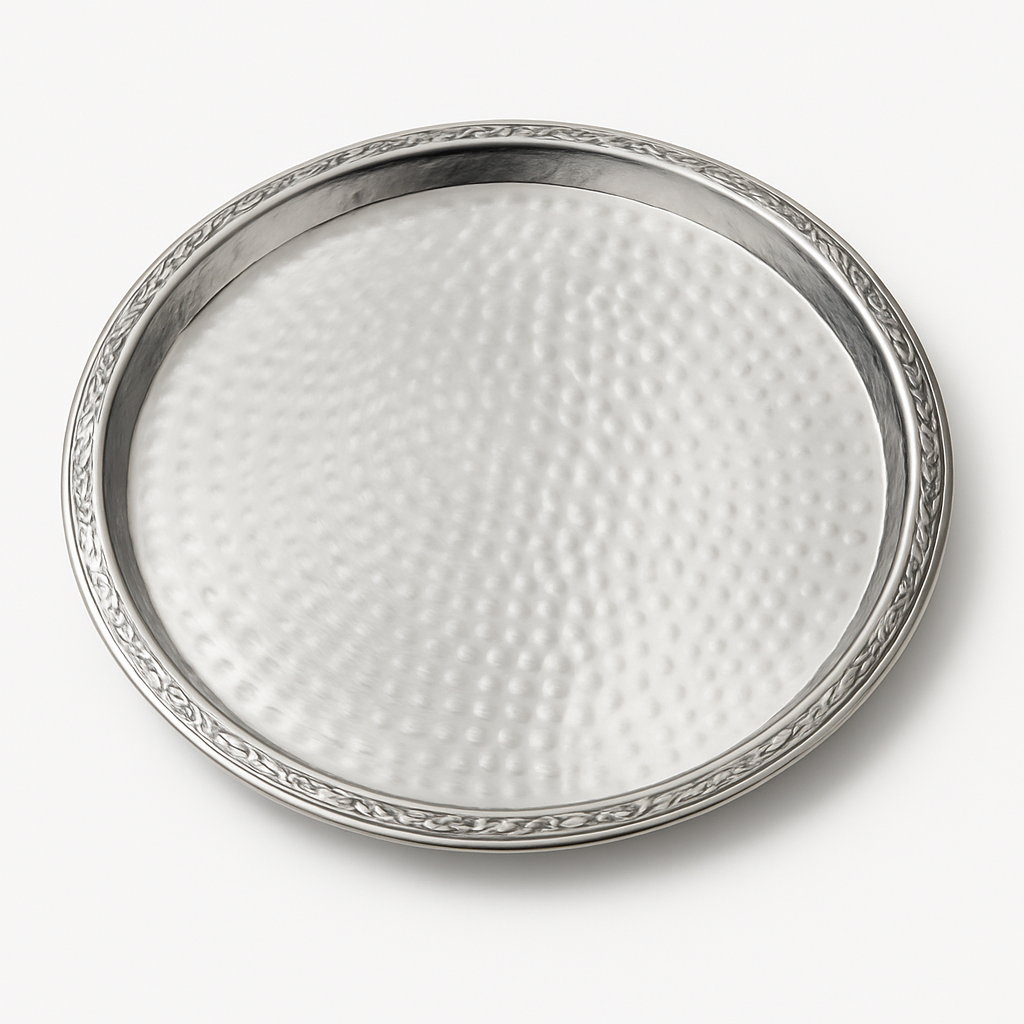 Premium 15.5" Hammered Silver Stainless Steel Tray