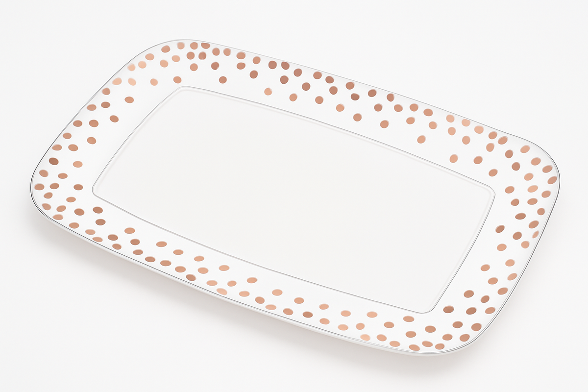 Elegant Rose Gold Polka Dot Serving Tray - 11" x 18"